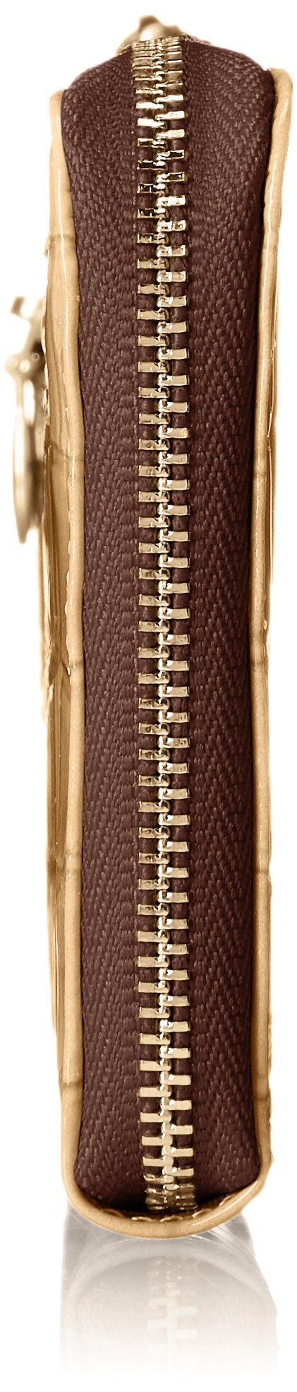 TOPKAPI Women's Enameled Crocodile-Embossed L-Zip Gusset Long Wallet for Women - Stylish Leather Billfold with Multiple Card Slots & Coin Pocket - Perfect for Everyday Use, Travel and Gift Giving