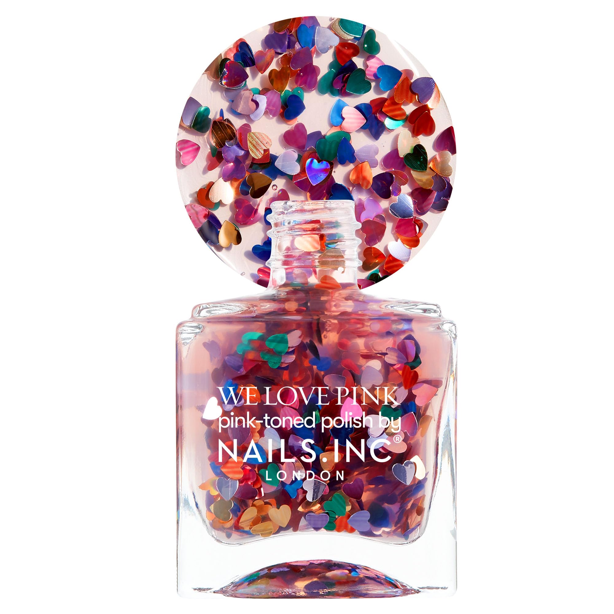 Kissing In Kensington Rainbow Heart Topper Nail Polish by Nails.INC - Long-Lasting Glossy Finish for Valentine's Day & Special Occasions