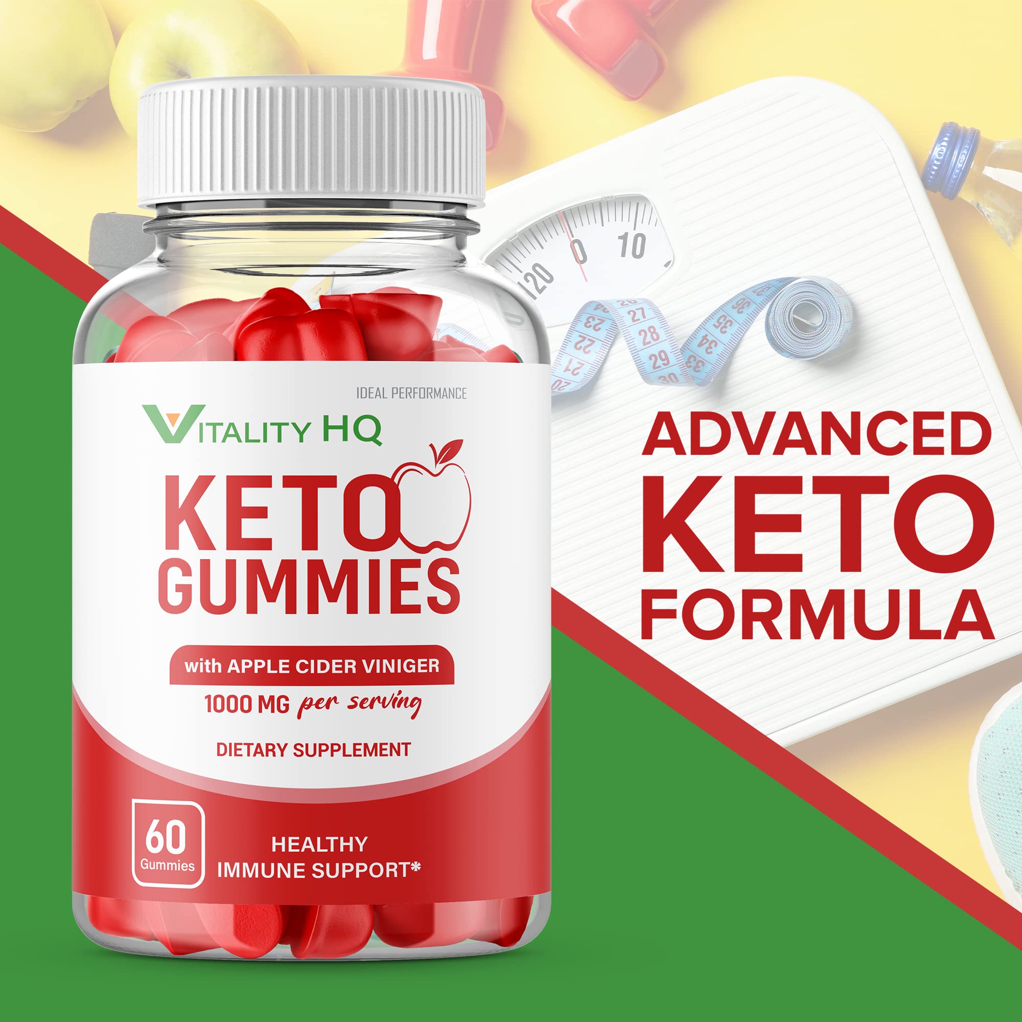 IDEAL PERFORMANCE (5 Pack) Vitality HQ Ketos Gummies with Apple Cider Vinegar - 300 Count | Supports Ketosis, Weight Management & Digestive Health | Perfect for Keto Diet, Low-Carb Lifestyle & Wellness Routine