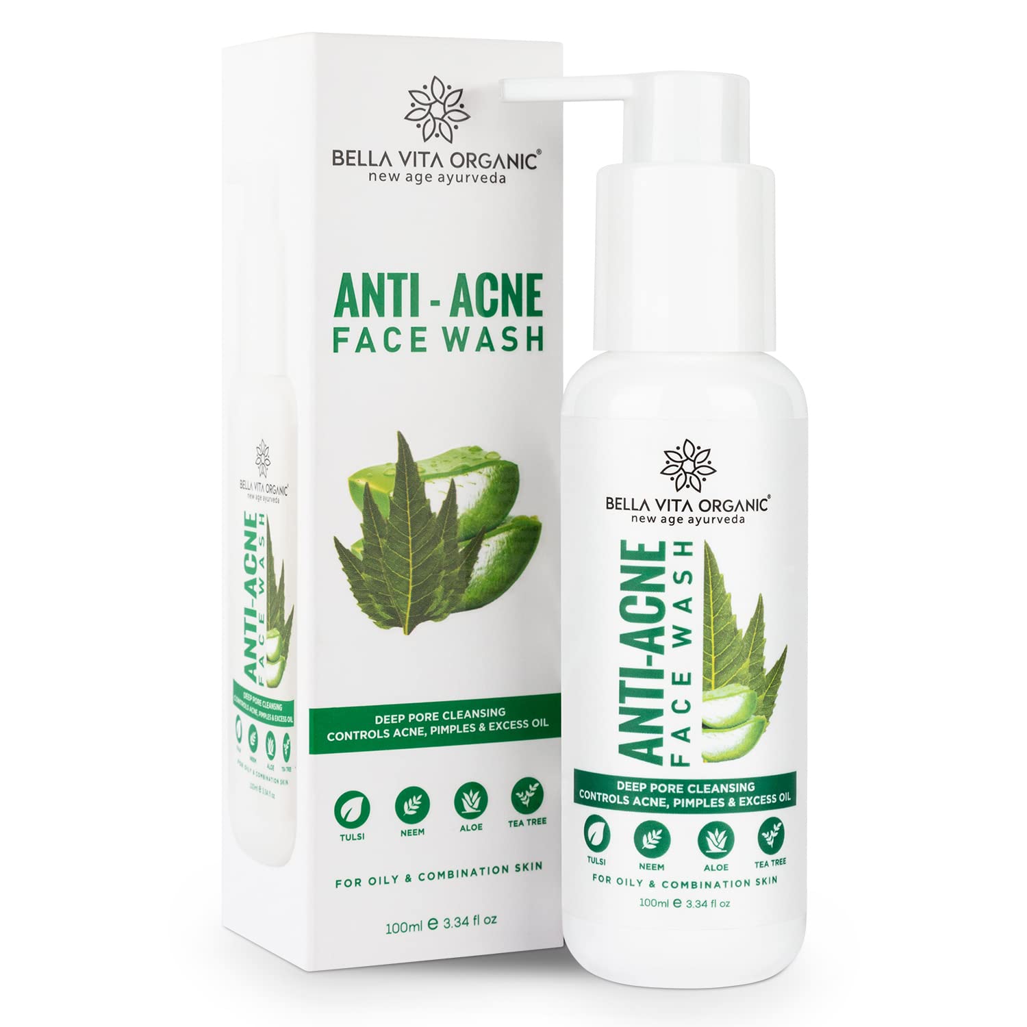 Bella Vita Organic Coffee Scrub & Anti-Acne Face Wash Set - Exfoliating Blackhead Remover for Face & Body (75g) + Oil Control Cleanser (100ml) | Skincare Routine for Glowing Skin, Perfect for Daily Use & Spa Days