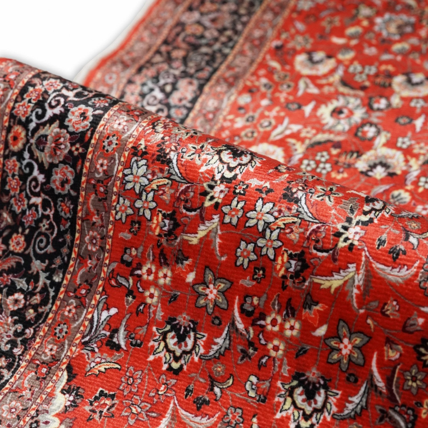 Premium Muslim Prayer Rug - Red & Black Classic Floral Design Islamic Prayer Mat for Home, Mosque & Travel | Non-Slip & Comfortable for Daily Salah