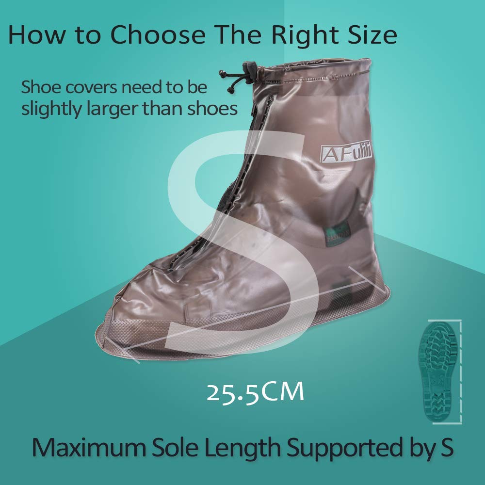 Waterproof Reusable Non-Slip Shoe Covers for Snow & Rain - Brown Shoe Protector Guards with Water-Resistant Overshoe (Small Size) - Perfect for Winter Hiking, Commuting & Outdoor Activities