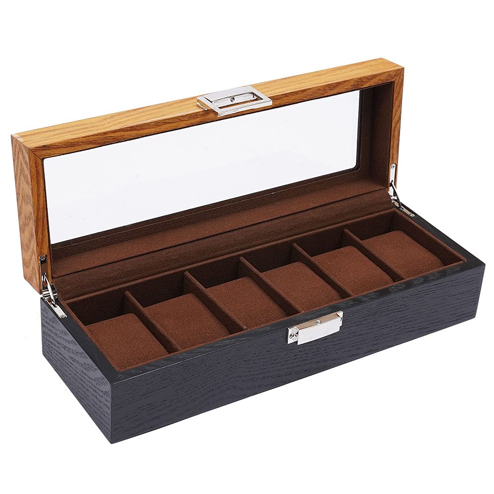 Premium DNYSYSJ 6-Slot Watch Box - PU Leather Watch Display Case & Organizer for Men & Women - Luxury Watch Storage & Winder Case - Perfect for Travel, Home, Office & Gift Giving