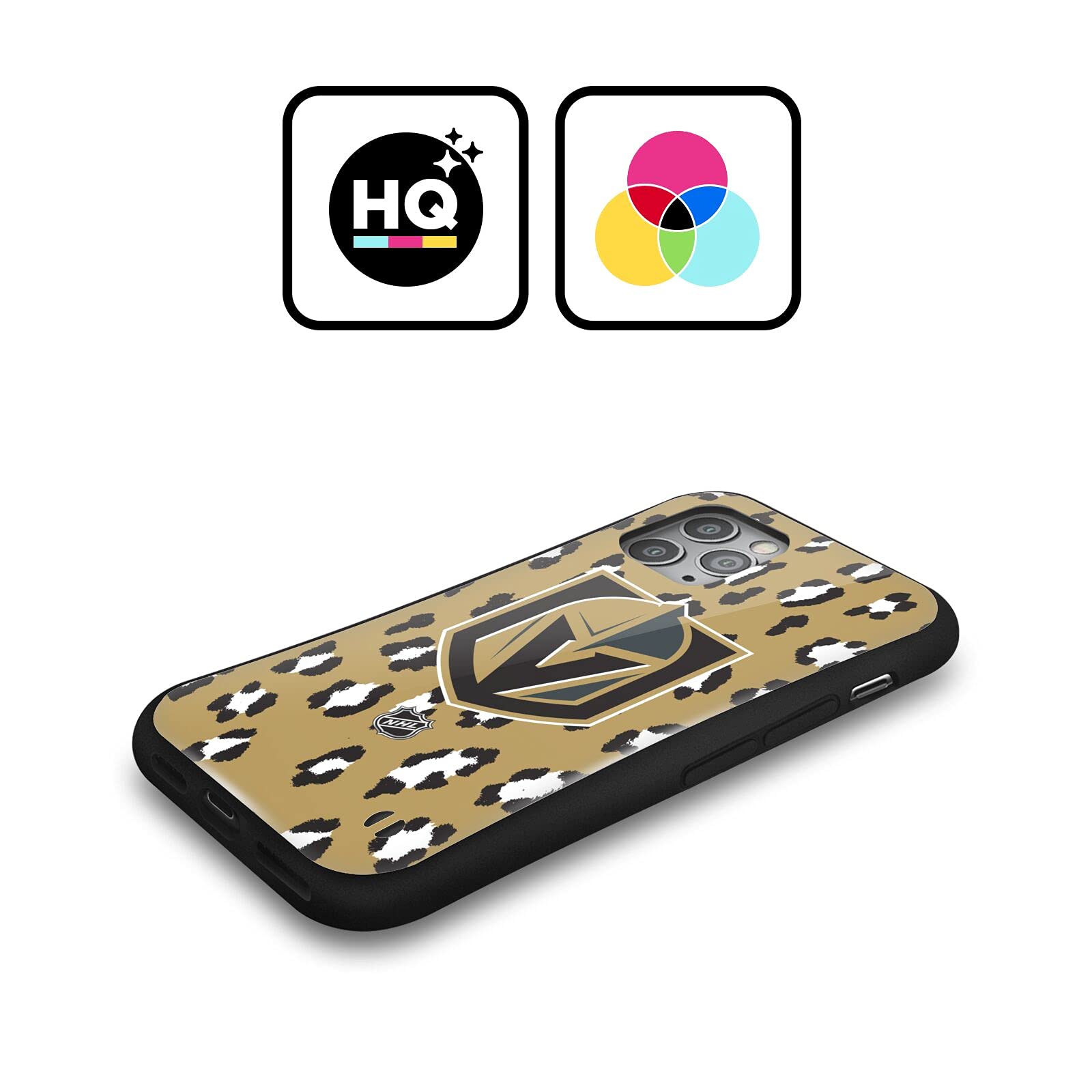 Official NHL Vegas Golden Knights Leopard Print Hybrid Case for Apple iPhone 11 - Durable Protection with Stylish Design, Perfect for Hockey Fans and Everyday Use
