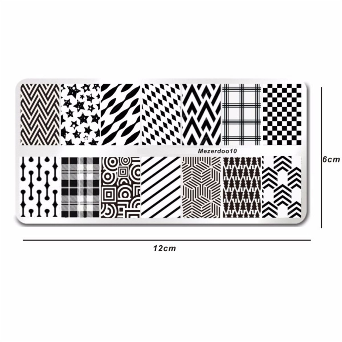 Mezerdoo 1Pc Star Grid Checked Nail Art Stamping Plate - Striped Nail Design Template for DIY Manicure | Perfect for Salon, Home Nail Art & Party Glam Looks