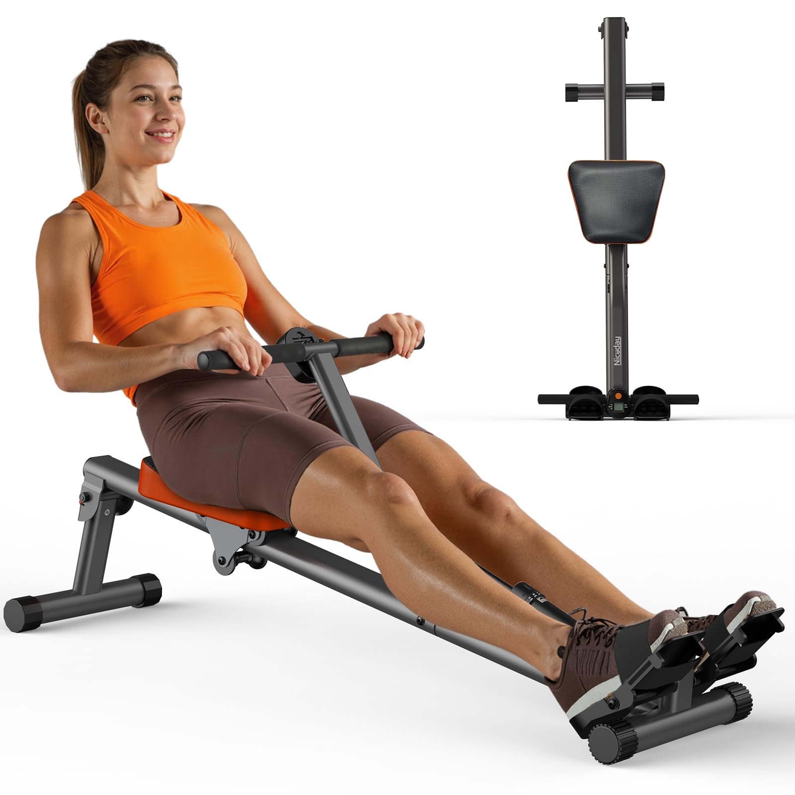 Niceday Hydraulic Rowing Machine with 16 Resistance Levels - 300LBS Weight Capacity for Home Gym & Full Body Workout | Perfect for Cardio Training, Strength Building & Indoor Fitness