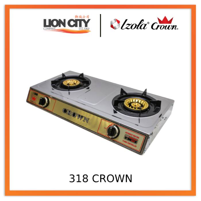Crown 318 Portable Table Top Gas Stove - Dual Fuel LPG/NG Compatible for Camping, Outdoor Cooking & Emergency Use