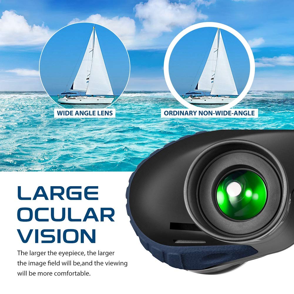Hooway 7x50 Waterproof Fogproof Military Marine Binoculars with Internal Rangefinder & Compass - Perfect for Navigation, Boating, Bird Watching, Hunting & Outdoor Adventures (Blue)