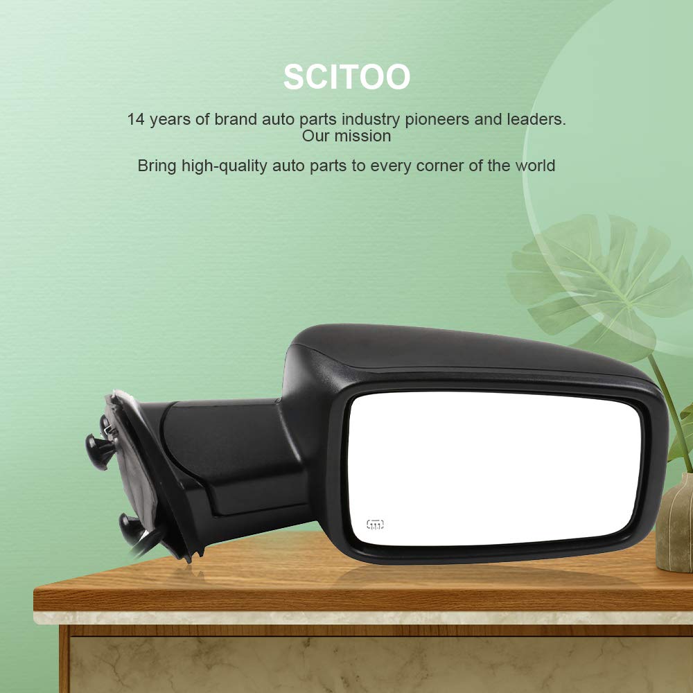 SCITOO Passenger Side View Mirror Replacement for Dodge Ram 1500/2500/3500 (2009-2015) - Right Side Mirror CH1321303 - Perfect for Off-Roading, Towing & Daily Driving