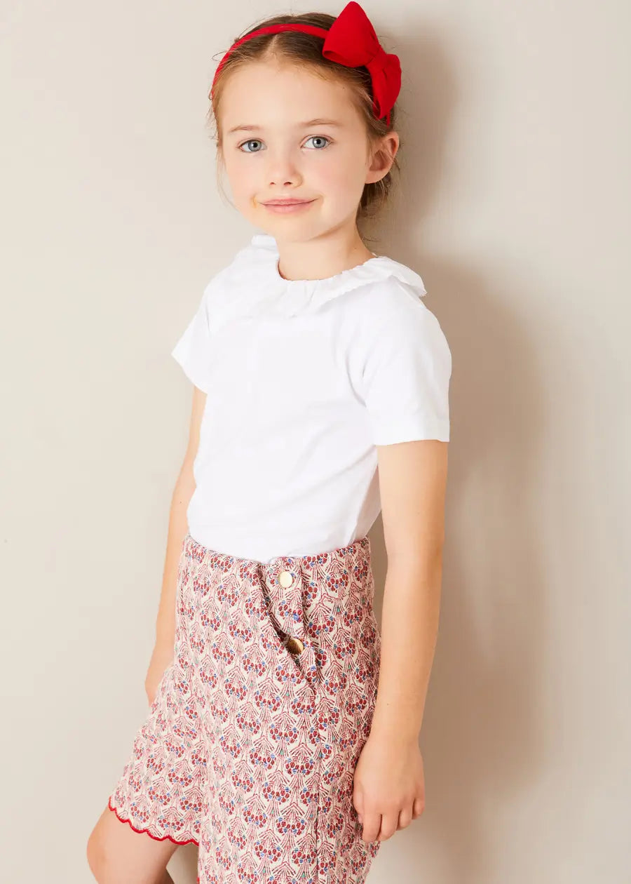 Piculina White Trim Top for Girls Age 2-10 Years | Casual Summer Wear for Playdates & Outdoor Activities