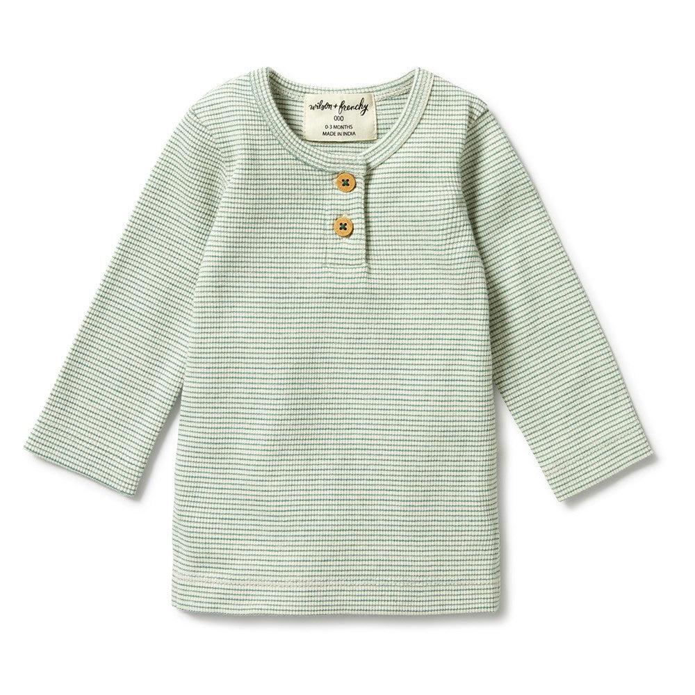 Organic Cotton Striped Ribbed Henley Top for Men & Women - Casual Comfort Wear for Everyday Outfits & Layering