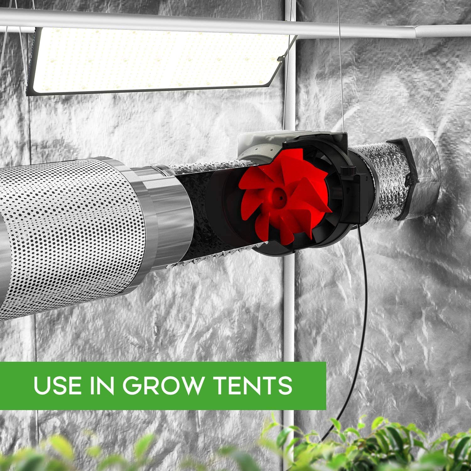 HealSmart 6 Inch Inline Duct Fan with Rotating Button Control - High CFM Ventilation Exhaust Fan for HVAC, Grow Tents, Hydroponics & Indoor Gardening | Perfect for Home, Greenhouse & Commercial Use