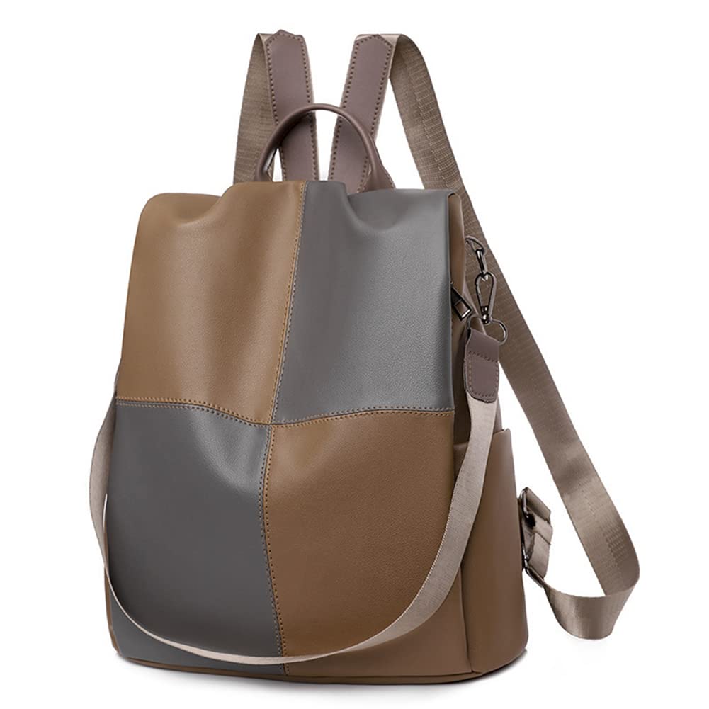 Stylish Women's Travel Backpack - Waterproof PU Leather Anti-Theft Shoulder Bag with Contrast Colors | Perfect for Commuting, College, Work & Weekend Getaways