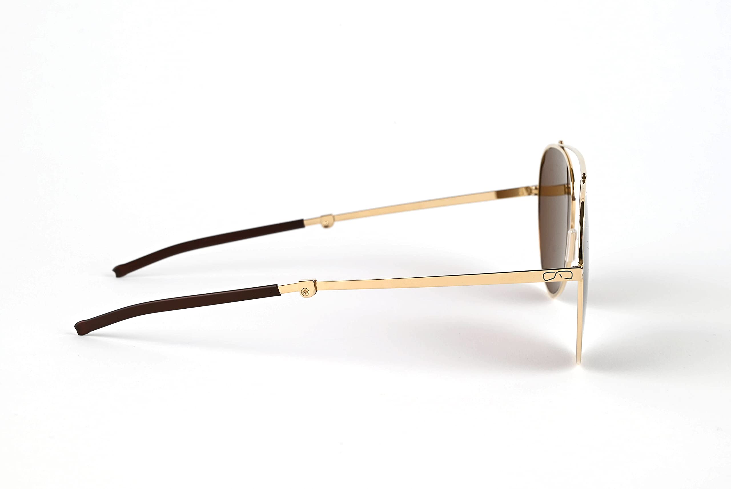 ThinOptics Milano Aluminum Case & Aviator Sunglasses - Gold Frame with Brown Lens (54mm) | Premium UV Protection for Driving, Travel & Outdoor Activities