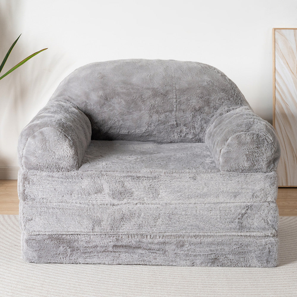 MAXYOYO Convertible Bean Bag Chair to Sofa Bed for Adults - Foldable Floor Mattress & Sleeper, Grey - Perfect for Living Room, Bedroom, Dorm & Small Spaces