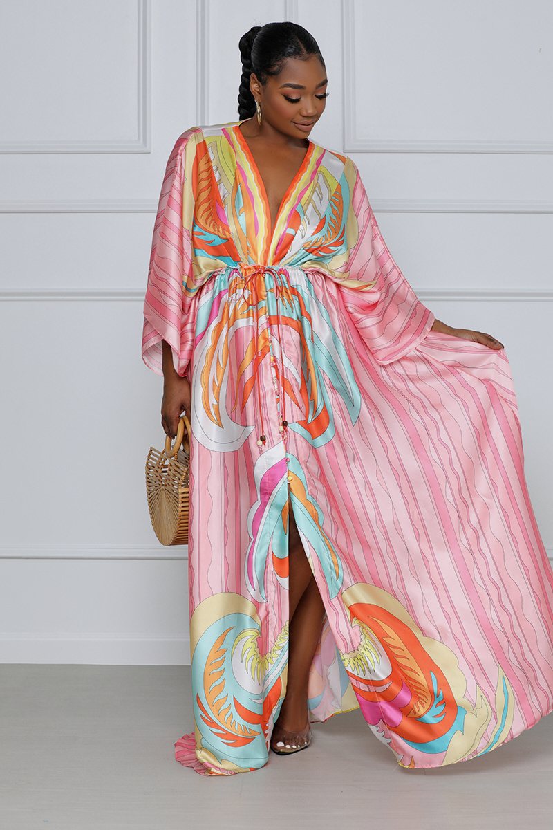 Vacation Ready Satin Maxi Dress for Women - Flowy Plus Size Summer Beach Dress for Travel, Wedding Guest & Special Occasions