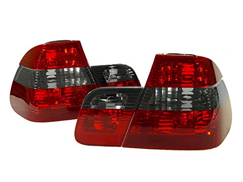 DEPO Crystal Euro Red/Smoke/Red LED Tail Lights for 2002-2005 BMW E46 3 Series 4D Sedan - High Performance Replacement for Enhanced Visibility & Style
