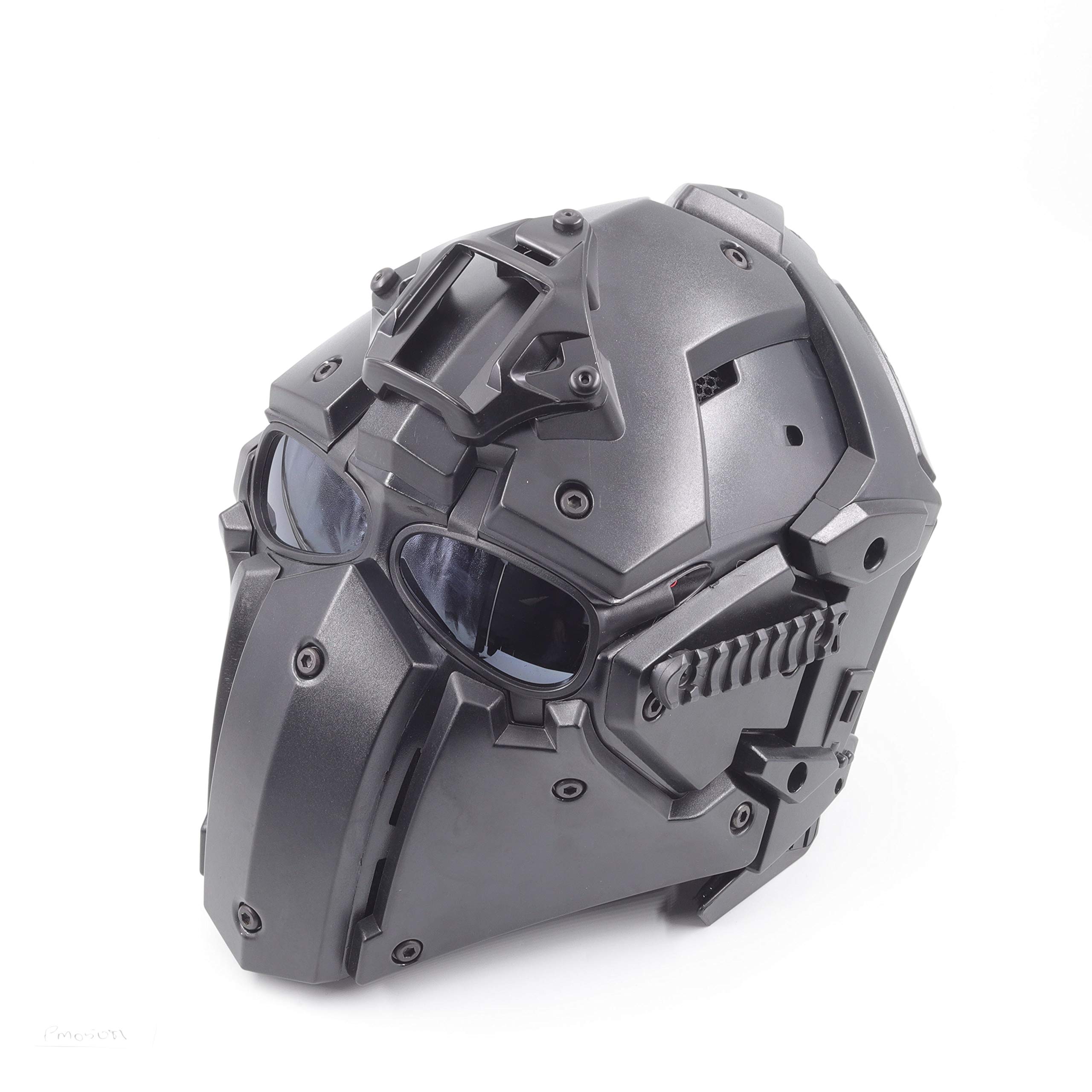 iMeshbean Tactical Full Face Protective Mask with Visor & Goggles - Airsoft Helmet for Hunting, Paintball, Cosplay & Movie Props - Ideal for Outdoor Sports, Military Simulation & Costume Events
