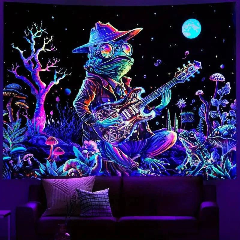 Frog Vibes Official UV Glow Tapestry - Psychedelic Wall Art Decor for Bedroom, Dorm & Party (Blacklight Reactive)