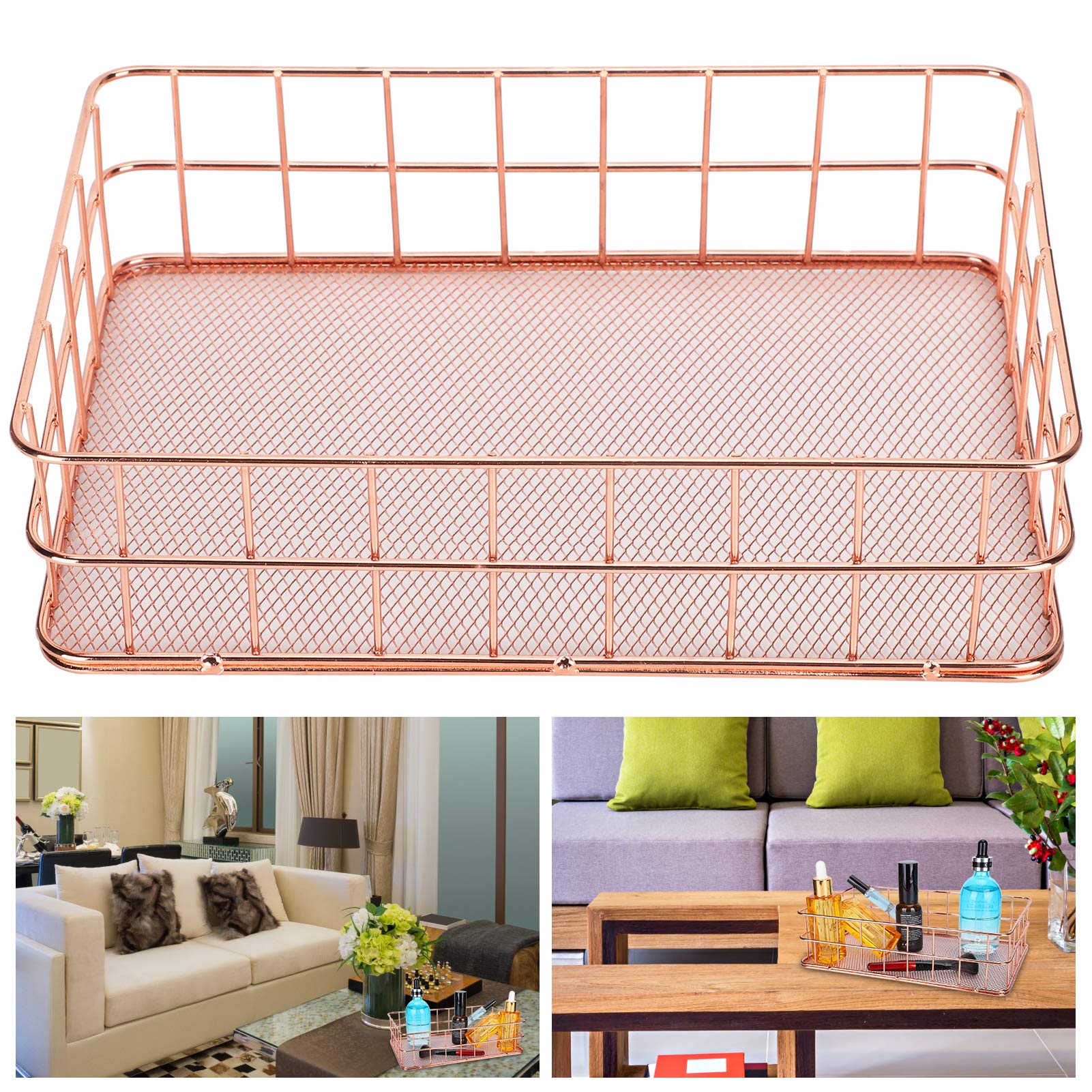 Stainless Steel Wire Storage Baskets - 3 Pack Metal Organizer for Kitchen, Laundry Room, Garage & Office | Space Saving Shelf & Desktop Storage Solution for Home Organization