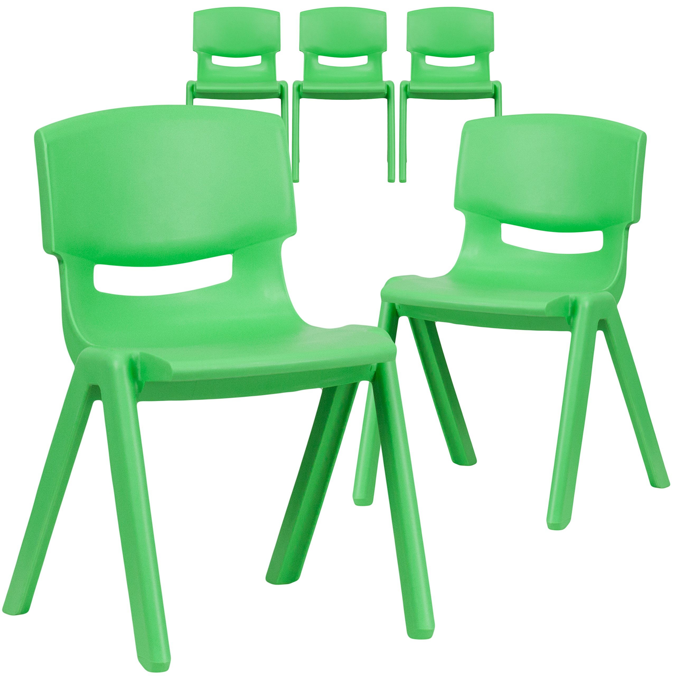Flash Furniture Whitney 5-Pack Green Plastic Stacking School Chairs - 13.25