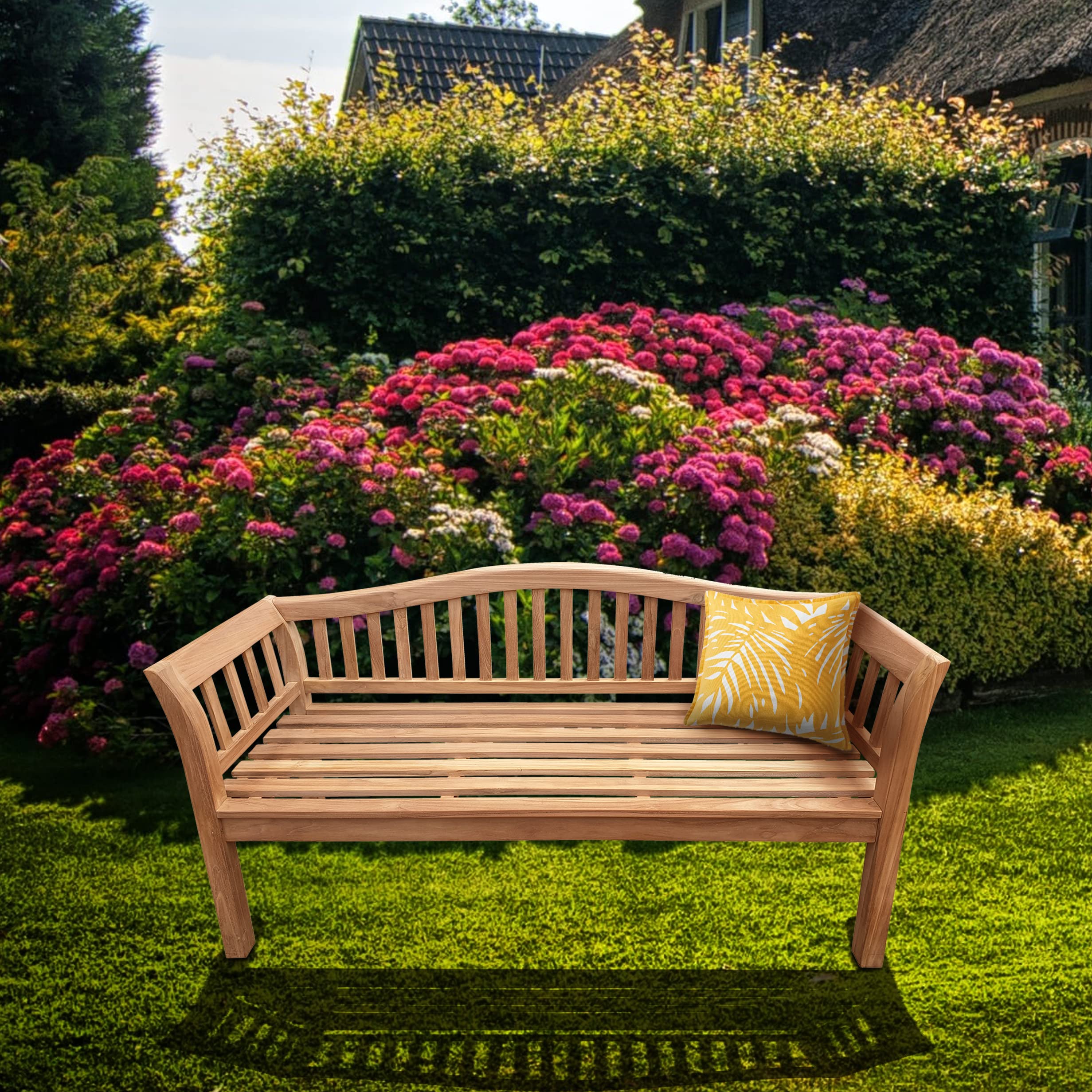Premium 5-Foot Seven Seas Teak Oklahoma Outdoor Patio Bench - Solid Teak Wood Garden Seating for Backyard, Poolside & Deck - Weather-Resistant Durable Outdoor Furniture