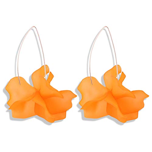 Boho Acrylic Rose Petal Drop Earrings-Dark Orange