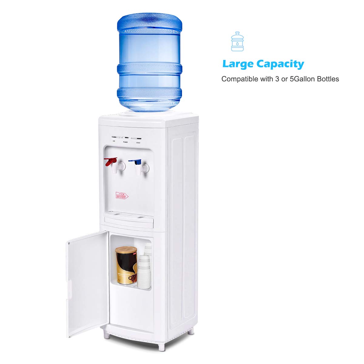 Adjustable Temperature Water Dispenser - Hot & Cold Water Dispenser for Home, Office, Kitchen - White | Perfect for Coffee, Tea & Instant Meals