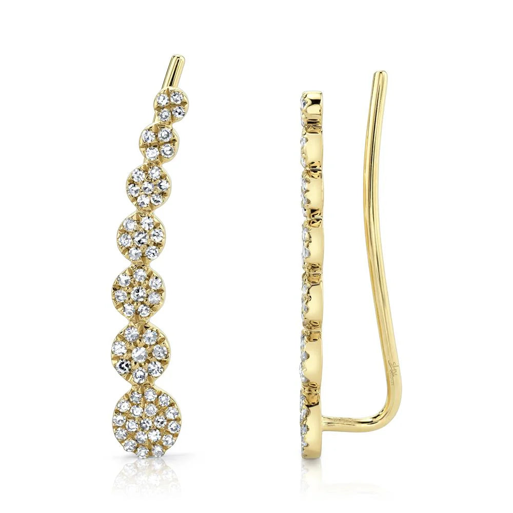 Shy Creation Diamond Ear Crawler Earrings – Elegant Dangle Earrings for Women, Perfect for Parties, Weddings & Special Occasions