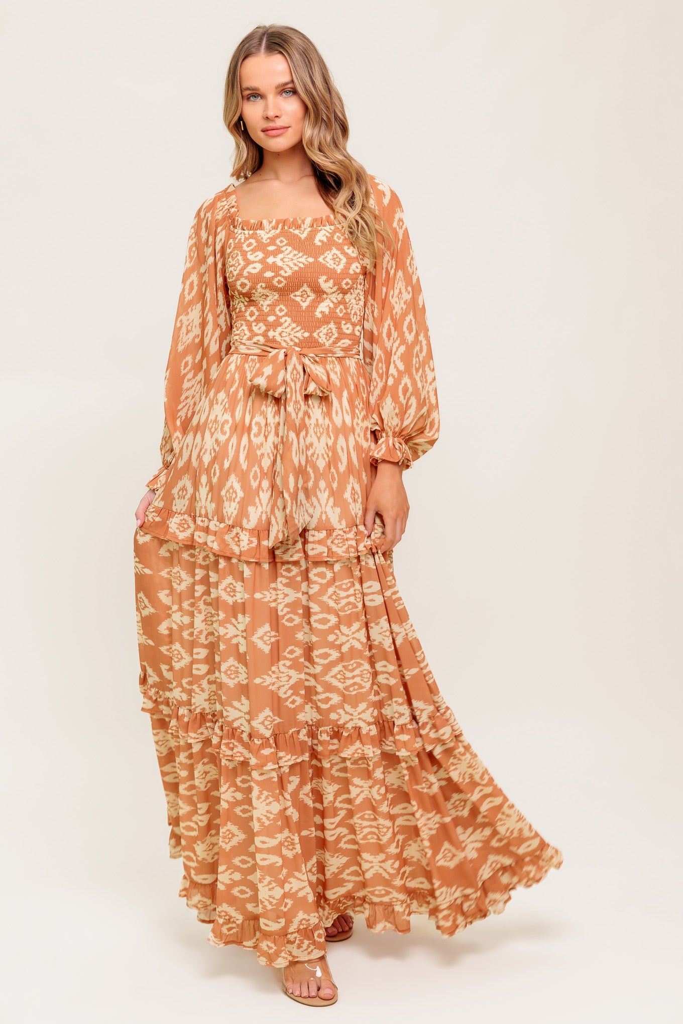 NELLIE Off Shoulder Maxi Dress - Boho Ruffle Style Summer Beach Dress for Women | Perfect for Vacations, Weddings & Date Nights