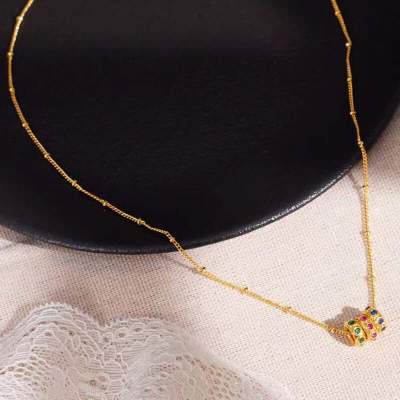 18K Gold Plated Connected Rings Charm Necklace for Women | Elegant Layering Jewelry Gift for Anniversary, Birthday & Valentine's Day | X1411