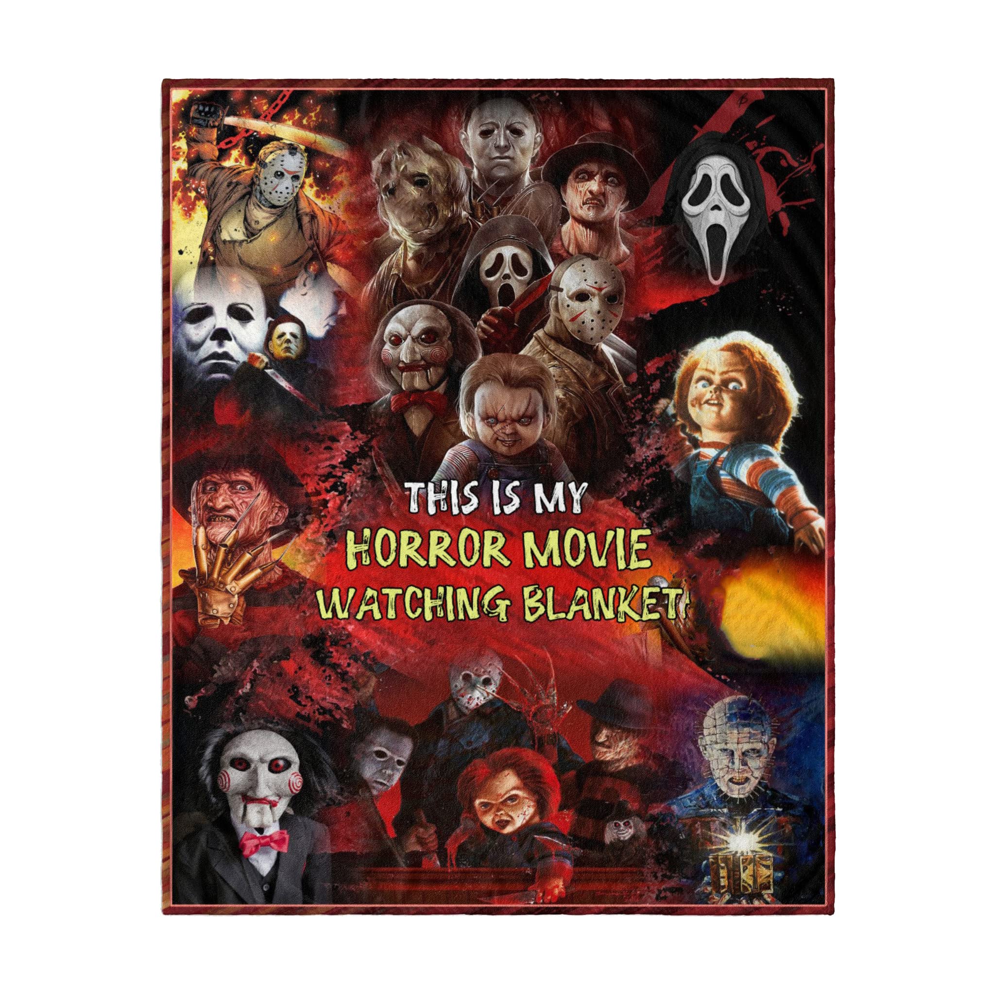 Horror Movie Fleece Blanket - Soft Plush Flannel Throw Blanket for Couch, Sofa & Bed (50x40 Inches) - Perfect for Halloween Decor, Scary Movie Nights & Cozy Home Comfort