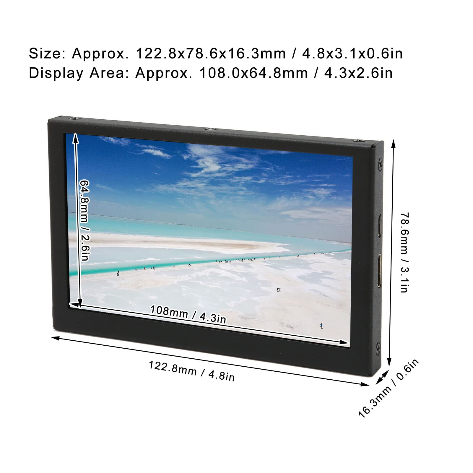 5 Inch Mini LCD Monitor - 800x480 Portable Display with Metal Shell for Raspberry Pi, Ubuntu, Retro Pi, Debian & Kali - Perfect for DIY Projects, Coding & Retro Gaming
