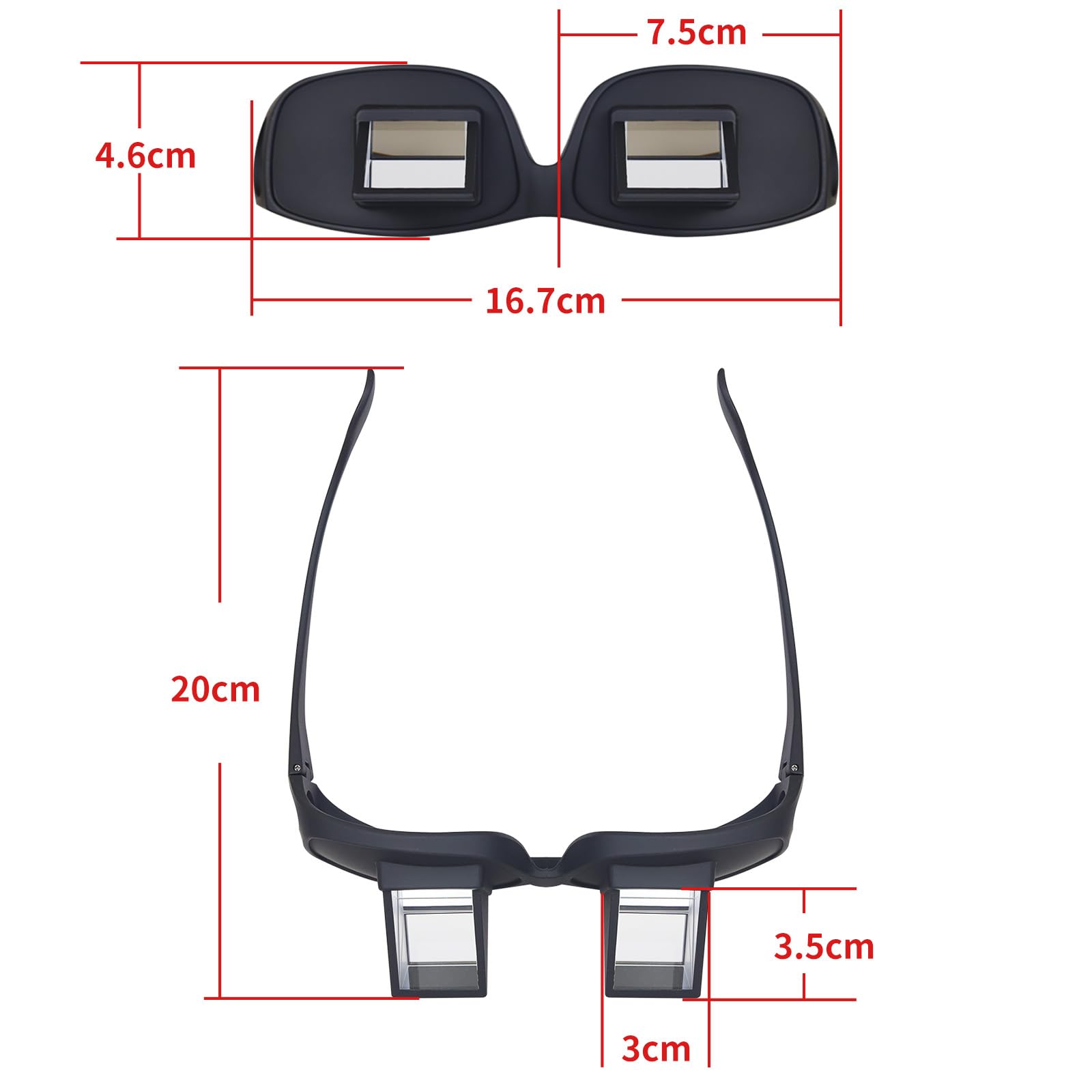 Horizontal Lazy Glasses for Bed Reading & Watching - HD Prism Lenses for Comfortable Viewing