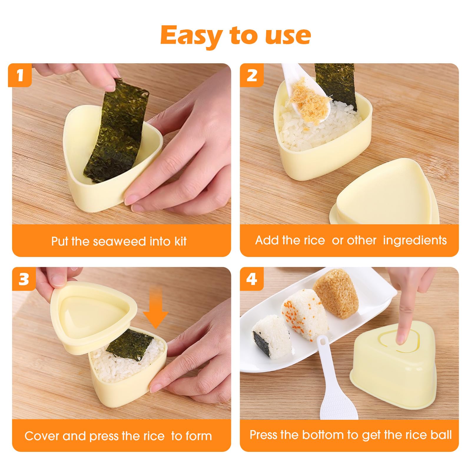 6-Pack Onigiri Mold Kit - 2 Musubi Press Makers, 2 Rice Ladles & 2 Triangle Rice Ball Molds | Perfect for Sushi Making, Bento Box Lunches & Home DIY Cooking | Great for Kids, Meal Prep & Japanese Cuisine Lovers