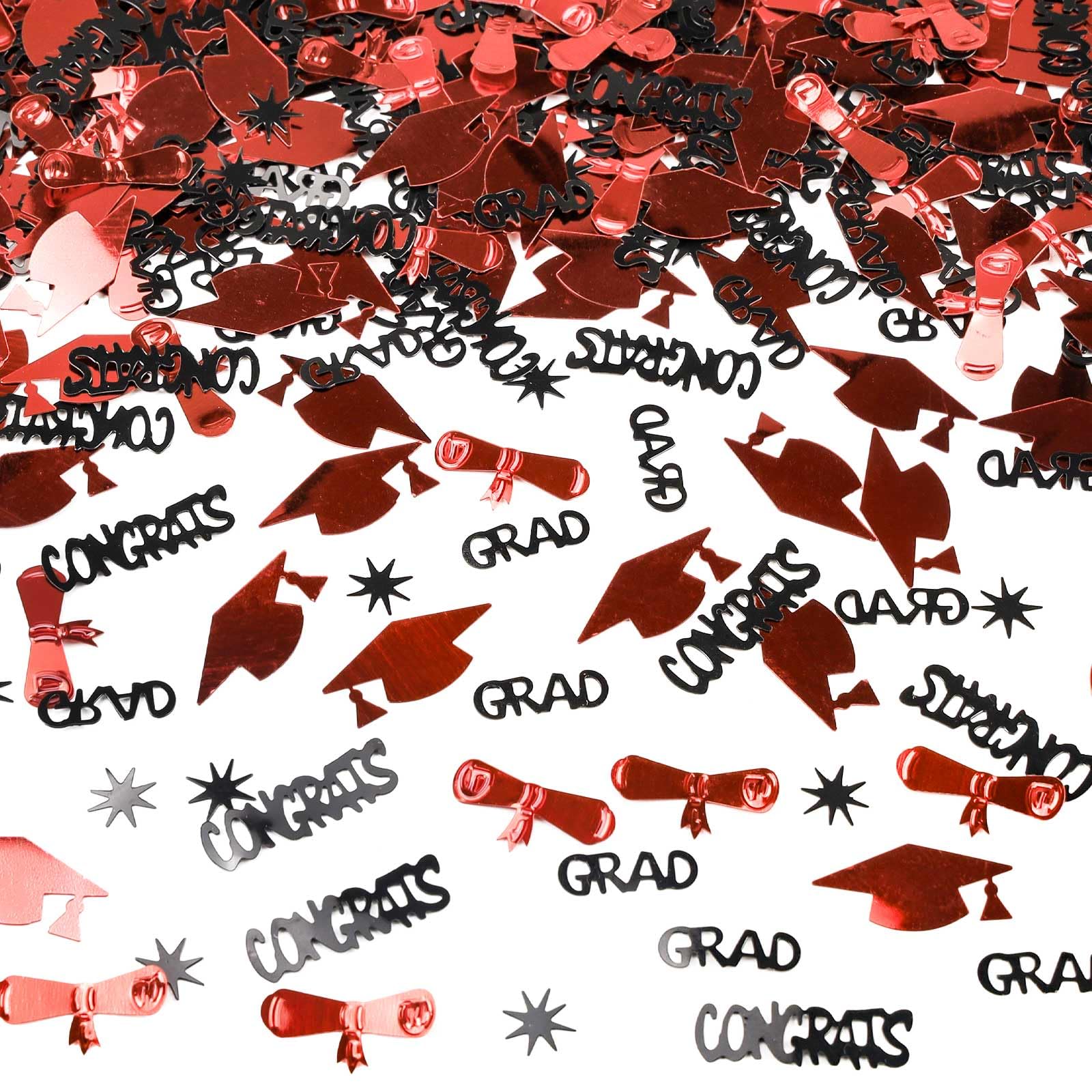 2025 Graduation Confetti - 1000 Pcs Red & Black Class of 2025 Table Decorations for Graduation Party Supplies | Perfect for Graduation Centerpieces, Photo Backdrops & Celebration Decor