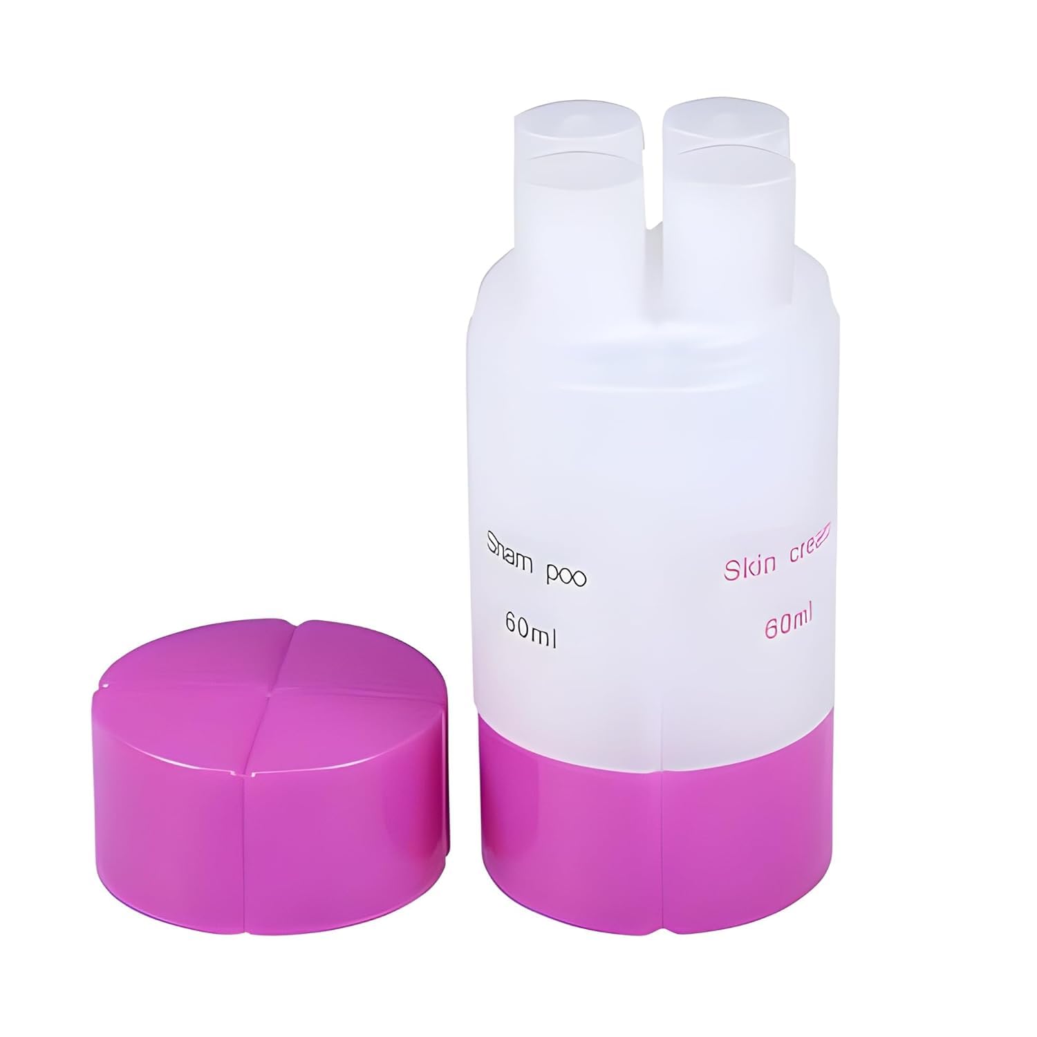 TERXA 4-in-1 Travel Dispenser Bottle Set - Refillable Shampoo, Lotion, Cream & Gel Containers | Leak-Proof Cosmetic Pump Bottles for Toiletries | BPA-Free Plastic Travel Essentials (60ml, Multicolor) - Perfect for Camping, Gym, Air Travel & Vacation Organization