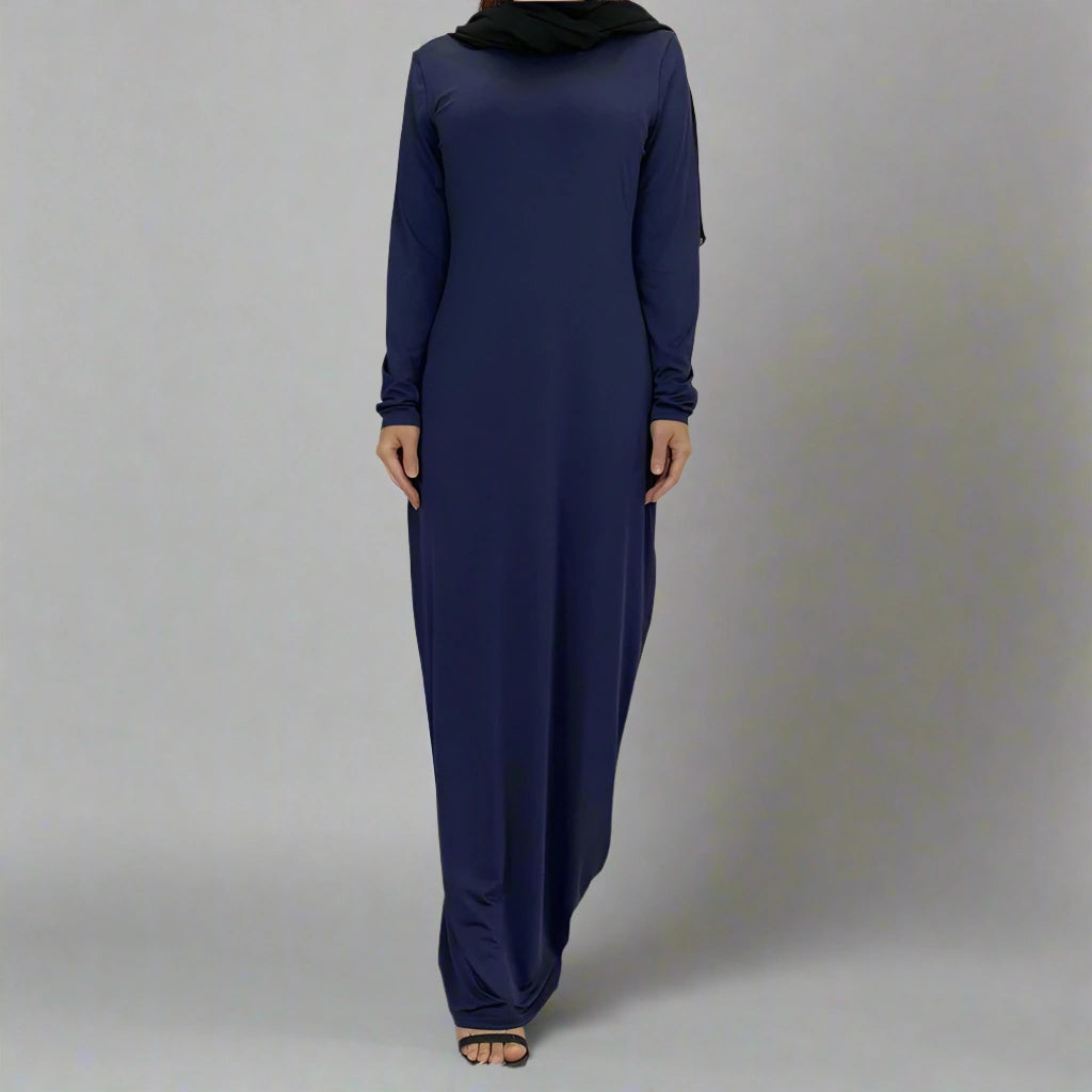Modest Muslim Women's Microfiber Inner Abaya Dress - Breathable & Lightweight Prayer Dress for Home & Mosque Wear