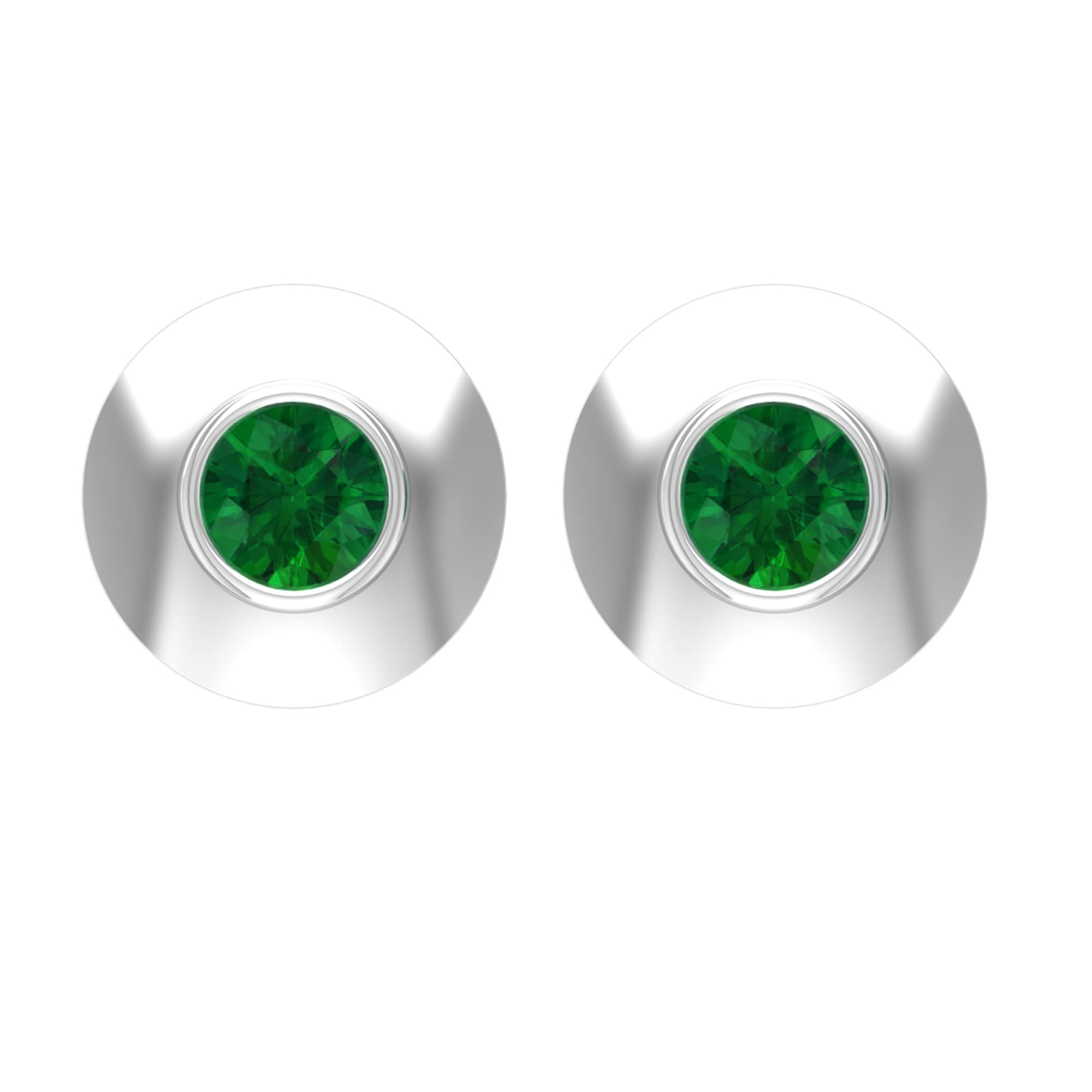14K Solid Gold Emerald Stud Earrings - Bezel Set May Birthstone Jewelry for Women, Gift for Mom, Bridesmaid, or Birthday Present | Perfect for Weddings, Anniversaries & Special Occasions