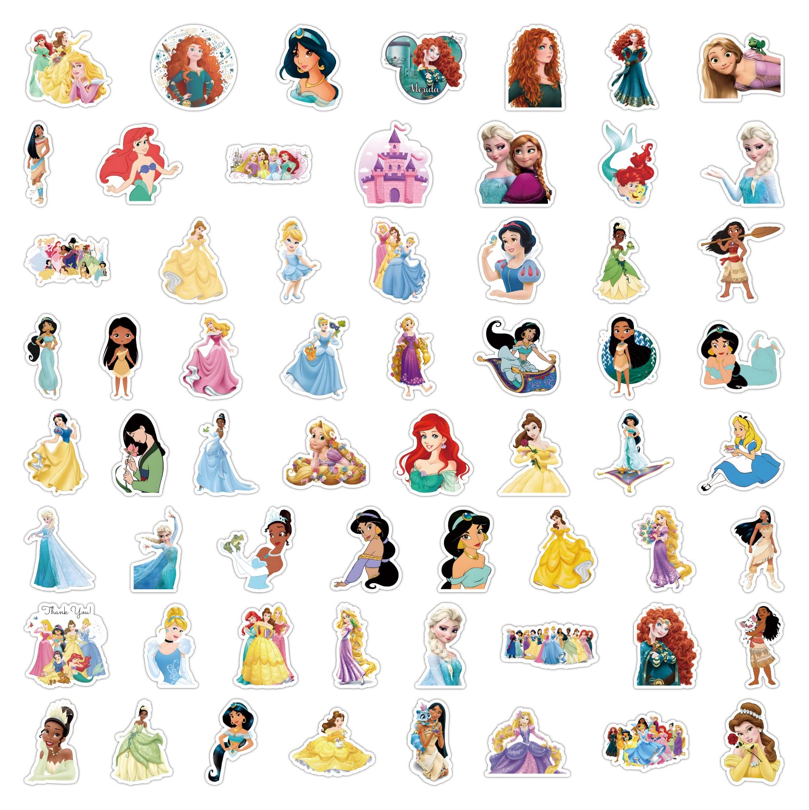 120-Piece Cute Princess Stickers Pack for Teens - Waterproof Vinyl Decals for Water Bottles, Laptops, Journals & DIY Crafts - Perfect for Girls Room Decor & Scrapbooking