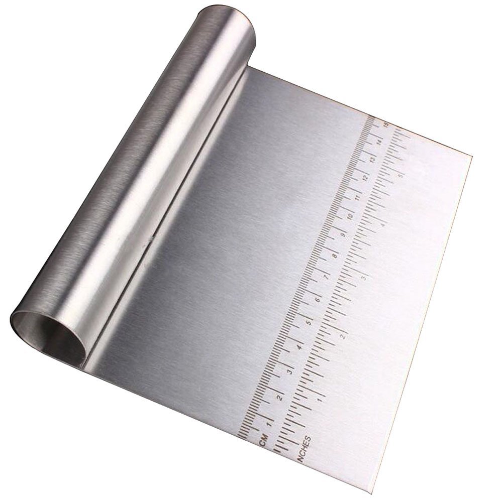 Premium Stainless Steel Dough Scraper & Pizza Cutter - Multi-Purpose Pastry Tool for Baking, Bread Making, Cake Decorating & Pizza Cutting - Ideal for Home Bakers & Professional Chefs