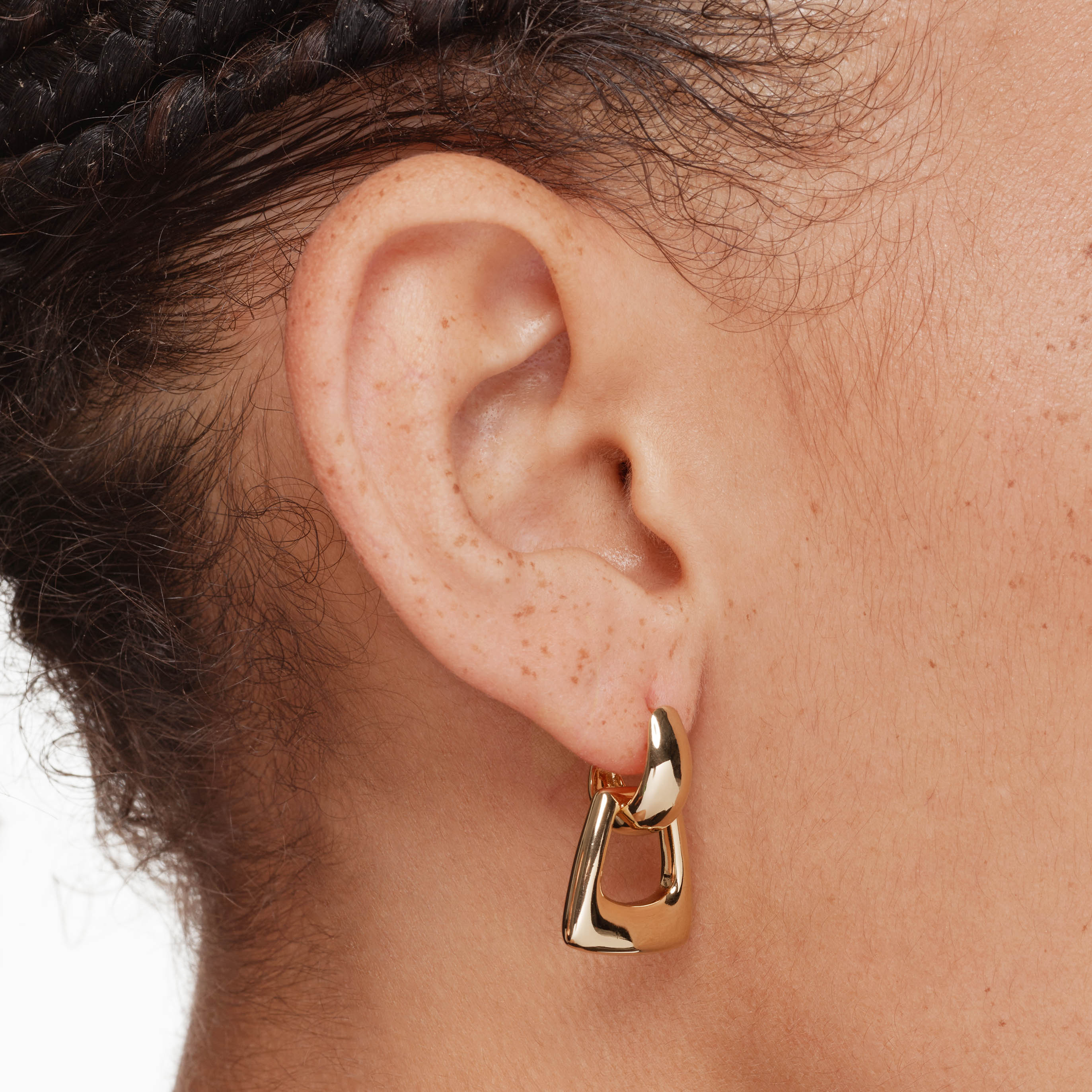 Gold Hoop Stud Earrings with Doorknocker Design - Elegant Dangle Earrings for Women, Perfect for Parties, Weddings & Everyday Wear