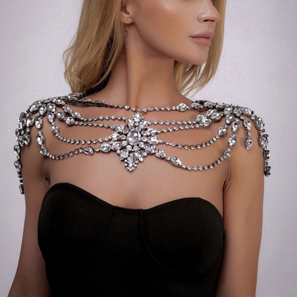 Stylish Punk Rhinestone Body Chain Necklace - Adjustable Multi-Layer Chest & Shoulder Jewelry for Women | Perfect for Music Festivals, Parties & Boho Fashion Outfits