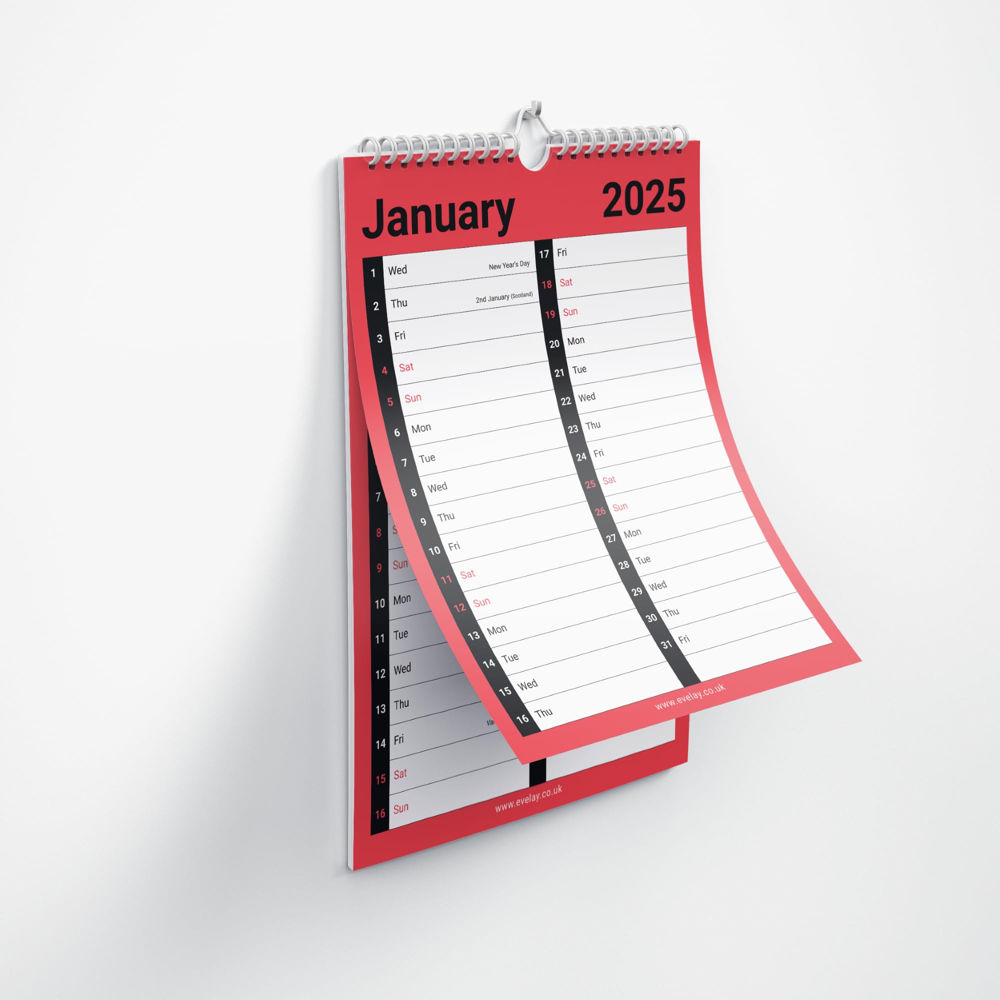 2025 Spiral Bound Wall Calendar Planner - A4 Large 2-Column Monthly View for Home, Office & School | Perfect for Business Planning, Academic Scheduling & Family Organization