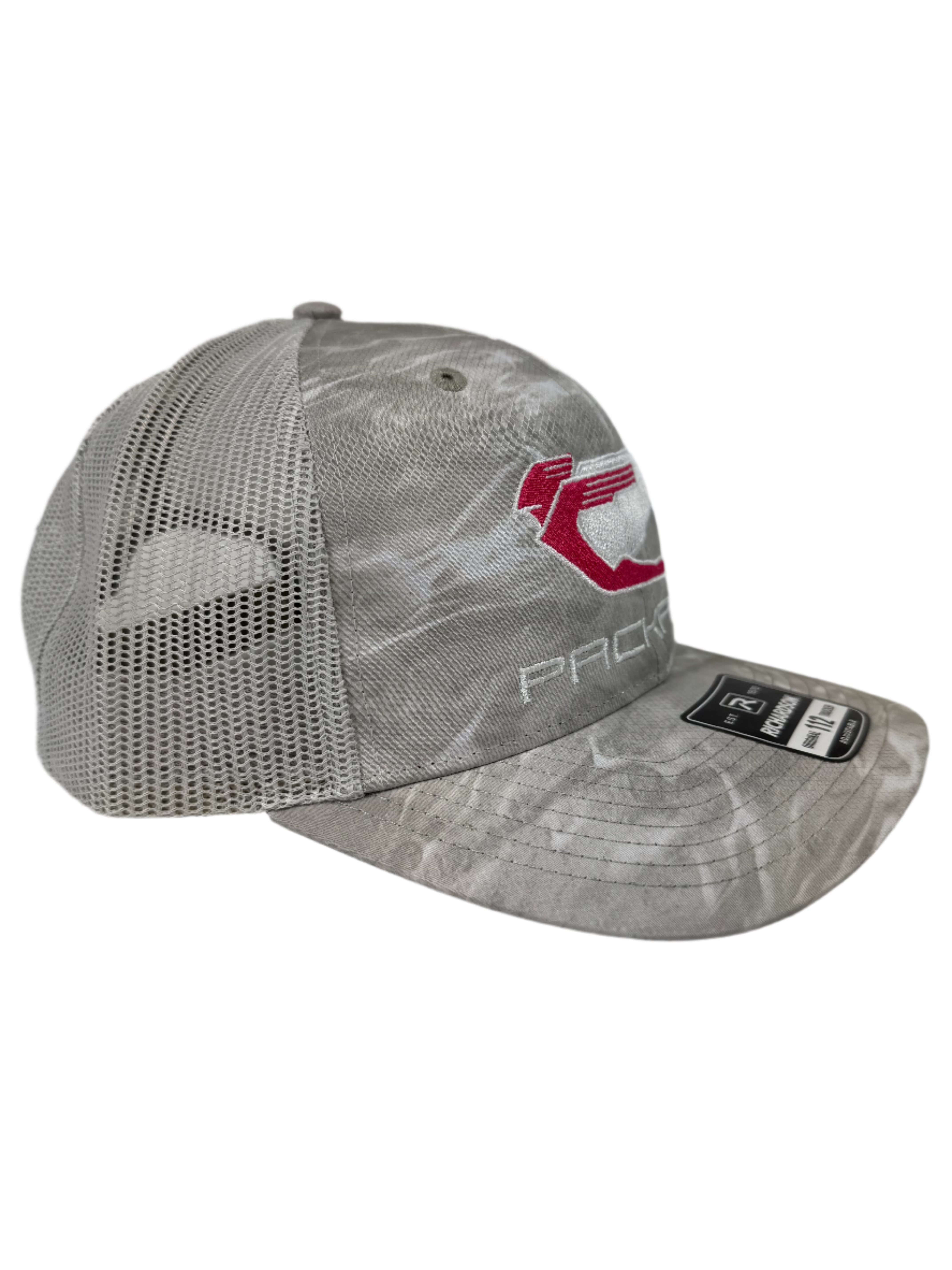 Stylish Embroidered Trucker Hat with Curved Brim - Pink Logo Design for Men & Women | Perfect for Outdoor Activities, Sports, and Casual Wear