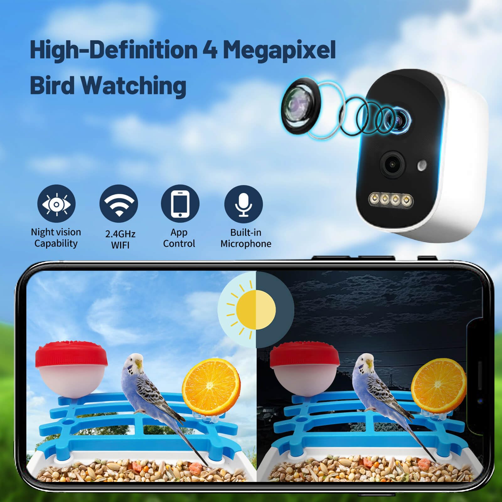 Smart Bird Feeder with Camera - 4K HD AI Bird Identification, Solar Powered, Auto Capture & Motion Detection - Perfect Gift for Bird Lovers, Grandma & Mom - Ideal for Backyard Birdwatching & Nature Enthusiasts