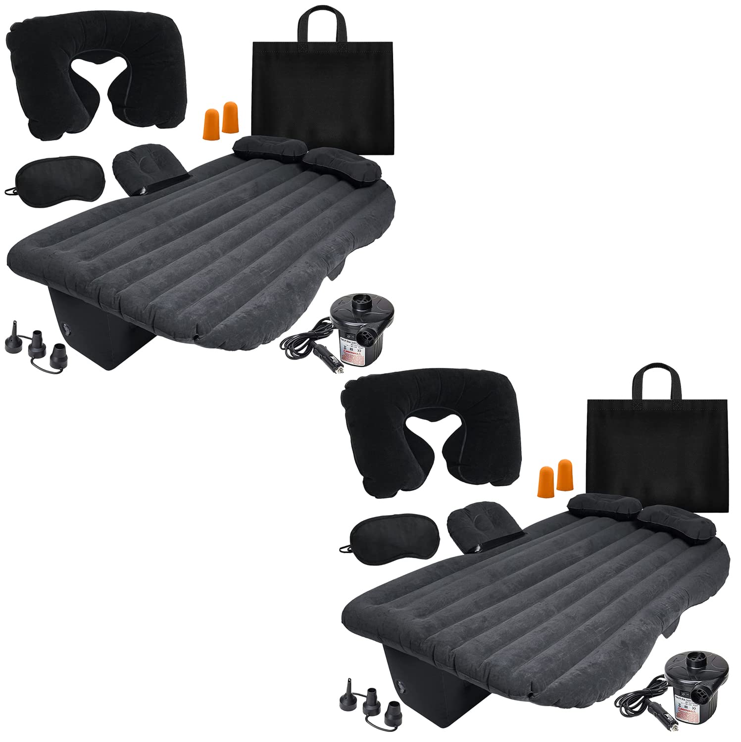VaygWay Inflatable Car Air Mattress with Pump - Portable Back Seat Air Bed for Camping, Travel & Road Trips - Includes 2 Pillows, Neck Support & Ear Plugs - Perfect for SUV, Van & Car Sleeping Comfort