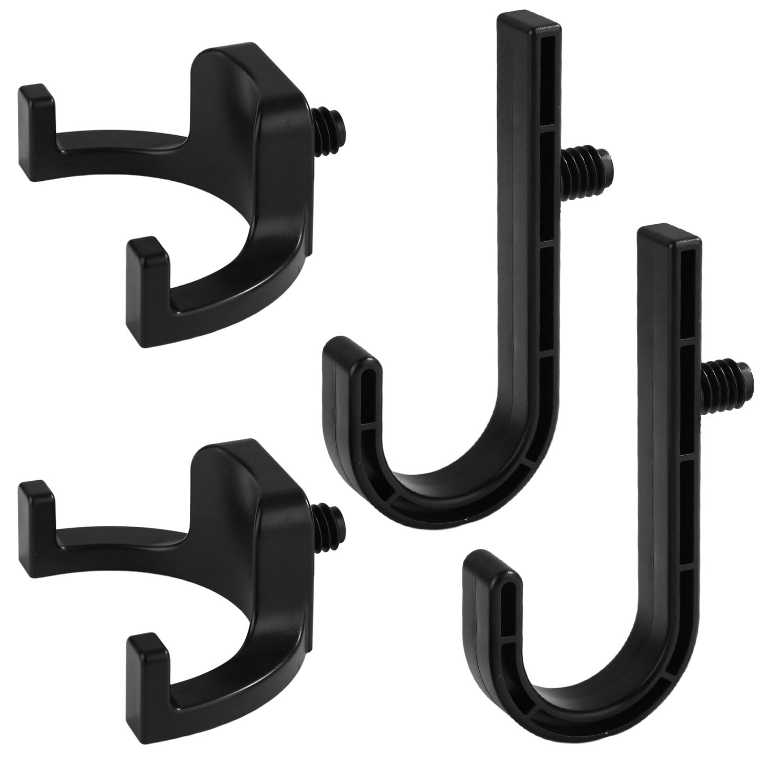 4-Pack Black J & U Tool Hooks for Suncast & Craftsman Storage Sheds - Heavy Duty Shed Shelves Accessories for Organizing Garden Tools, Bikes, and Outdoor Equipment