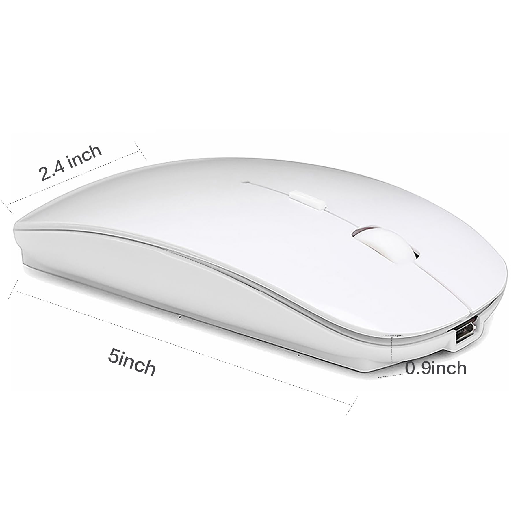 Wireless Bluetooth Mouse for Laptop, MacBook, iPad, PC - Compatible with MacBook Air, MacBook Pro, Windows, Chromebook - Slim Portable Design (White) - Perfect for Office, Home, Travel & Remote Work