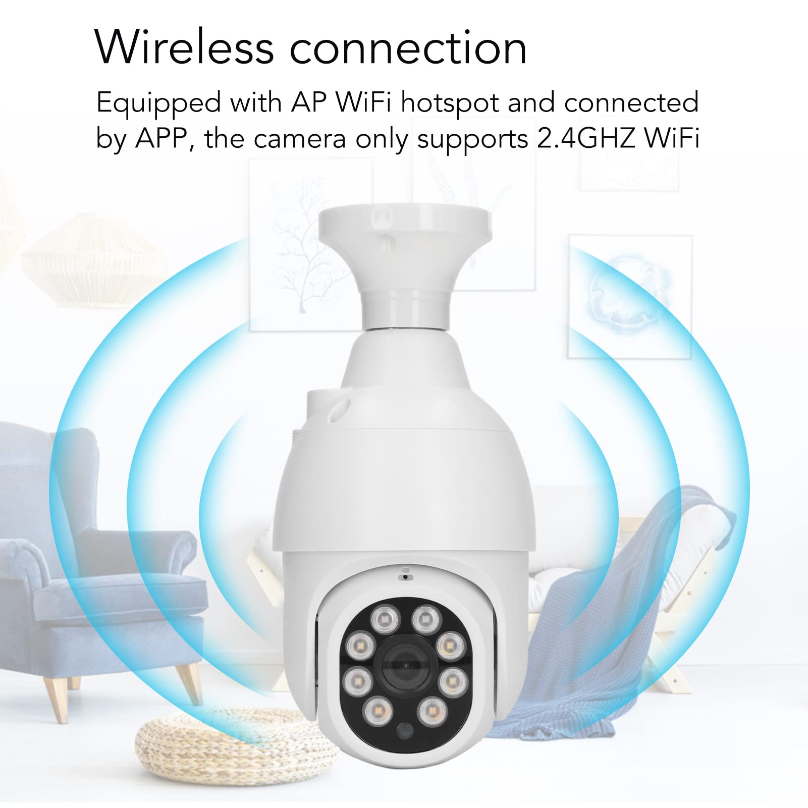 Akozon HD Security Camera with Night Vision, E27 Bulb Camera for Indoor/Outdoor Surveillance - Monitor Home, Office, Garage & Baby Room